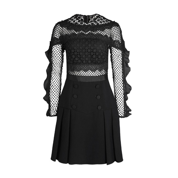 SELF-PORTRAIT Black Bellis Lace Frill Mini